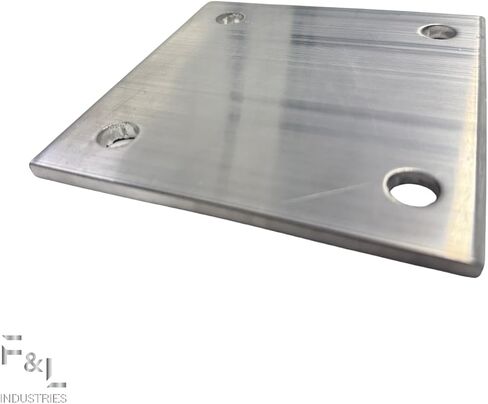F&L 6061 T6 لوحة قاعدة Aluninum - لوحة قاعدة معدنية مربعة قابلة للحام مع (4) فتحات .5 بوصة - لوحة تثبيت شديدة التحمل لحامل التيار المتردد والبناء والأشغال اليدوية - (5 بوصة × 5 بوصة) - سمك 0.25 بوصة in Kuwait