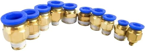 BSPT-1/8'' 1/4'' 3/8'' 1/2'' Male-4 6 8 10 12mm Pneumatic Connectors Straight Fittings PC6-01 1Pcs(PC8-01) in Kuwait