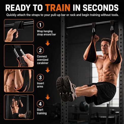 Taeku Ab Straps for Pull Up Bar – 1 Pair Heavy Duty Fitness Gym Hanging Sling with Quick Lock Connectors for Abdominal Training Leg Raises Knee Ups Core Workout in Saudi Arabia