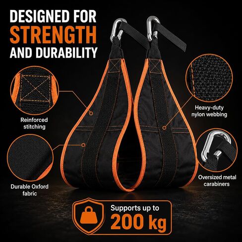 Taeku Ab Straps for Pull Up Bar – 1 Pair Heavy Duty Fitness Gym Hanging Sling with Quick Lock Connectors for Abdominal Training Leg Raises Knee Ups Core Workout in Saudi Arabia