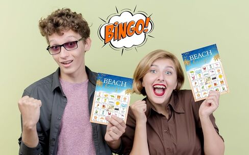لعبة بينجو على الشاطئ، بطاقات ألعاب صيفية لحفلات الصيف، وأنشطة مكتب المنزل في الأماكن المغلقة والمفتوحة، وديكورات الحفلات، 24 لاعبًا من ألعاب بينجو، 12 in Kuwait
