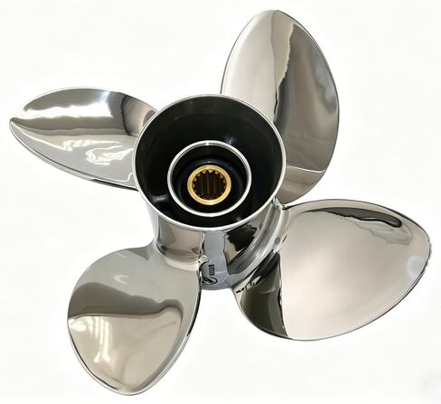 Boat Propeller 4 Blades 13 1/2x14 13 1/2x15 13x17 13x19 Outboard Boat Propeller for Yamaha Engines 50 60 70 75 80 90 100 115 125 130HP,Stainless Steel Boat Prop 15 Tooth RH in Saudi Arabia