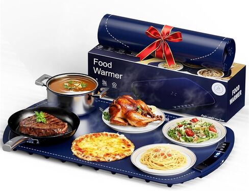 Electactic Food Warming Mat, 10s Fast Heating Silicone with 7-Level Adjustable Temp (Up to 212℉) with Child Lock & Timer, Rollable Portable for Buffet, Party, Kitchen, Beige in Kuwait
