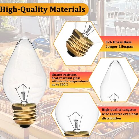 Commercial food warming bulb, compatible with the Hatco 02.30.043 warming cabinet; 60W E26 base, a high-temperature, shatterproof safety bulb designed specifically for commercial food warming (6pack ) in Kuwait