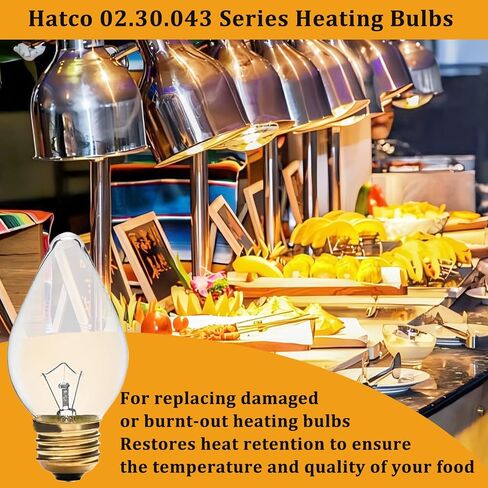 Commercial food warming bulb, compatible with the Hatco 02.30.043 warming cabinet; 60W E26 base, a high-temperature, shatterproof safety bulb designed specifically for commercial food warming (6pack ) in Kuwait