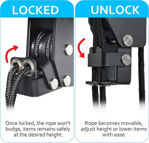 Ceiling Ladder Hoist, Heavy Duty Pulley System for Garage Storage, Ladder Hanger Hold Up to 150 lbs Capacity for Kayak, Cargo Box, Canoe, Bike Lift, Fit 10-18 Foot Ceilings, Black in Kuwait