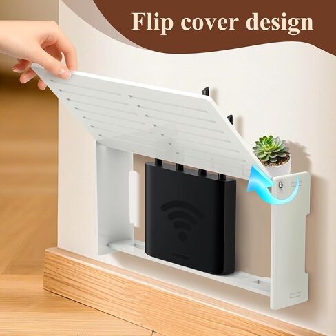 Router Shelf Wall Mount WiFi Router Box Hider Modem Cover with Cable Management Power Strip Organizer Storage Box Multiple Cable Holes (White) in Kuwait