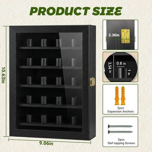 Championship Ring Display Case with 20 Adjustable Posts - Premium Wooden Wall Mount Shadow Box for Baseball, Basketball & Football Rings, Multi Ring Holder for Awards and Fan Souvenirs in Kuwait