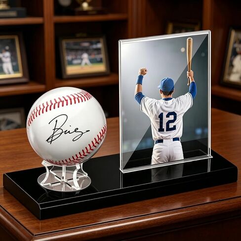 Baseball Display Case, Baseball Card Display Case, Acrylic Baseball Holder Display Case Baseball Case Display for Balls Centerpieces Protector Memorabilia Showcase for Official Size Baseball Tennis in Kuwait