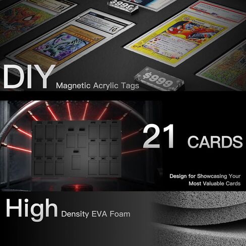 Aluminum Graded Card Show Display Case -34"x22", LED Lights and Lockable for Graded Cards, Premium Trading Card Case for PSA Graded Pokemon Cards, Sports Card, CGC in Kuwait