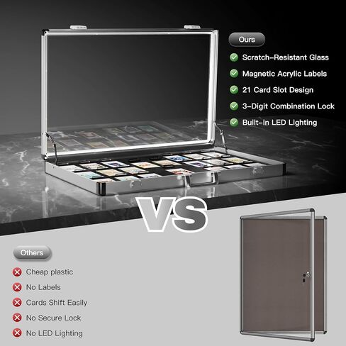 Aluminum Graded Card Show Display Case -34"x22", LED Lights and Lockable for Graded Cards, Premium Trading Card Case for PSA Graded Pokemon Cards, Sports Card, CGC in Kuwait