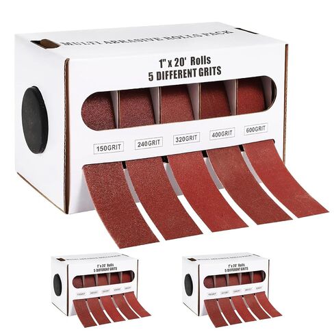 Emery Cloth Roll Assortment, 6 Grits, 1 Inch x 19.7 ft (6m) Sandpaper Roll | 150 240 320 400 600, Emery Cloth for Metal, Wood, Automotive and Furniture, Wet/Dry Abrasive Cloth with Dispenser in Saudi Arabia