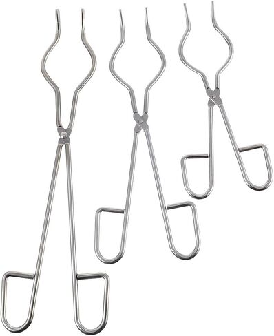 ULTECHNOVO 3pcs Stainless Steel Crucible Tongs Set with 20cm 25cm 30cm Clamps Laboratory Flask Clamp for High Temperature Biochemical and Chemical Lab Use in Kuwait