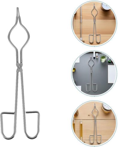 2pcs Stainless Steel Crucible Tongs 40cm Melting Clamp Metal Casting Tongs for High Temperature Metal Smelting Gold Silver Copper Laboratory Use in Kuwait