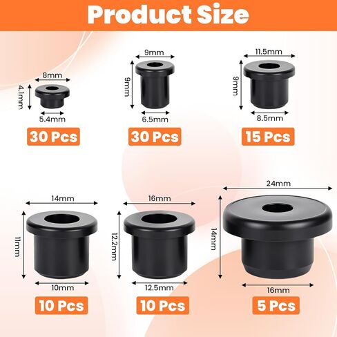 100 Pcs 6 Size Silicone Grommets, T-Type Rubber Grommet kit, Waterproof Wire Grommets for Wiring Automotive Rubber Firewall Hole Plug Cable Wire Protection Drain Holes in Irrigation Systems etc in Kuwait