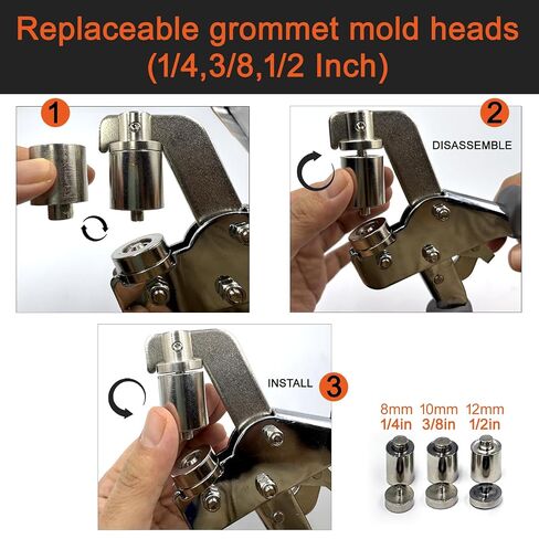 Heavy-Duty Grommet kit (1/4,3/8,1/2 Inch),with 600Pcs Heavy Duty Grommets(8mm,10mm,12mm)+30 Pack Ball Bungee Cord,Eyelets and Grommets for Tarps, Fabric Rings, Leather, Tents, Vinyl, Canvas and so on in Kuwait