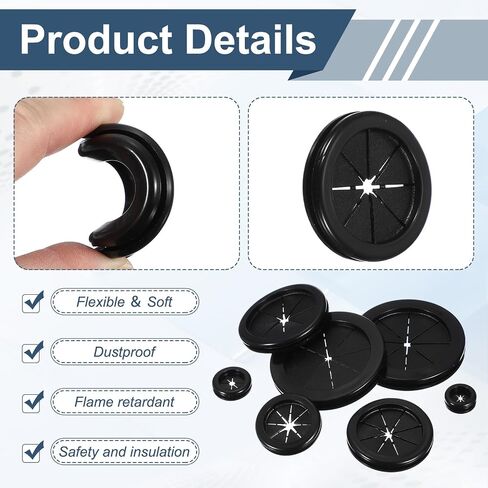 PATIKIL 20Pcs Rubber Plug Hole Grommet Kit, 1.0" Firewall Closed Hole Plug Fire Grommet for Wire Electrical Appliance Plumbing Wiring Automotive Home Improvement, Black in Kuwait