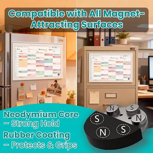 Magnetic Mount for Skylight 15" Calendar – 3 Rubber-Coated Neodymium Screws + Foam Pad | Holds Up to 99 lbs | Scratch-Free Fridge Mount | Tool-Free Install | Skylight Calendar Accessory in Kuwait