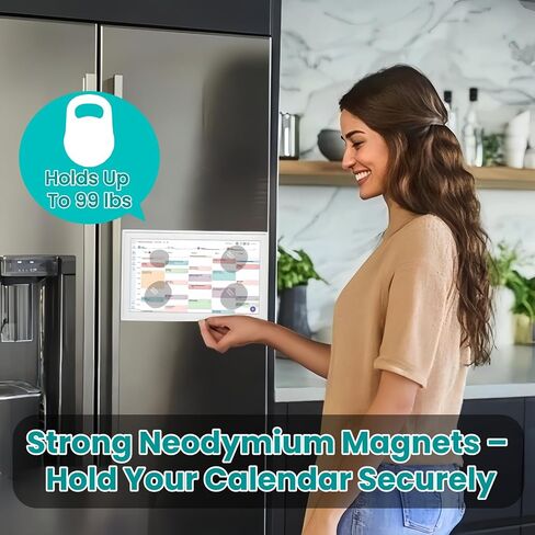 Magnetic Mount for Skylight 15" Calendar – 3 Rubber-Coated Neodymium Screws + Foam Pad | Holds Up to 99 lbs | Scratch-Free Fridge Mount | Tool-Free Install | Skylight Calendar Accessory in Kuwait