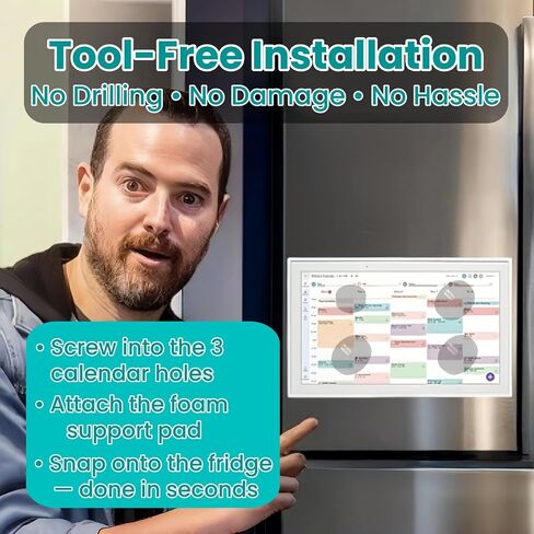 Magnetic Mount for Skylight 15" Calendar – 3 Rubber-Coated Neodymium Screws + Foam Pad | Holds Up to 99 lbs | Scratch-Free Fridge Mount | Tool-Free Install | Skylight Calendar Accessory in Kuwait