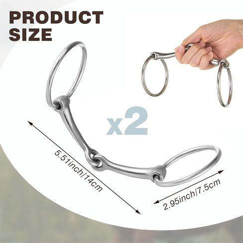 Simgoing 2 Pcs Snaffle Bit for Horses 304 Stainless Steel O-Ring Horse Mouth Bit Stainless Inlay for Salivation Equestrian Equipment for Beginners Riding Western Training in Kuwait