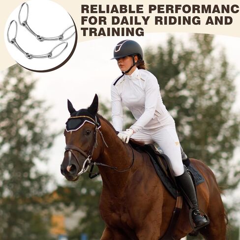 Simgoing 2 Pcs Snaffle Bit for Horses 304 Stainless Steel O-Ring Horse Mouth Bit Stainless Inlay for Salivation Equestrian Equipment for Beginners Riding Western Training in Kuwait