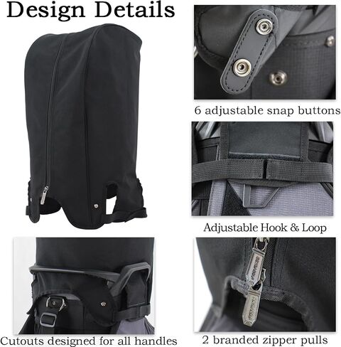 Golf Cart Bag Hood Cover, Heavy Duty Waterproof Nylon, Dustproof Rain Protection, 6 Adjustable Snap Buttons, for 14-Way Divider Cart Bags in Kuwait