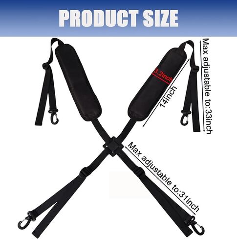 Golf Bag Cross Straps Replacement with 4 Clips, Universal Golf Bag Double Shoulder Strap Replacement,Heavy-Duty 4-Clip,Adjustable Padded Straps for Most Golf Bags in Kuwait
