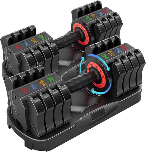 WHATAFIT 2026 Upgrade 25LB Adjustable Dumbbell, 5-in-1 Fast Weight Change with Anti-Slip Handle & Tray, Single Dumbbell for Full Body Workout Fitness Strength Training at Home Gym for Men Women in Saudi Arabia