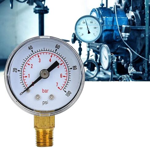 Mechanical Pressure Gauge, 1/8 inch BSPT Pressure Gauge for Air Oil and Water(0-100psi,0-7bar) in Kuwait