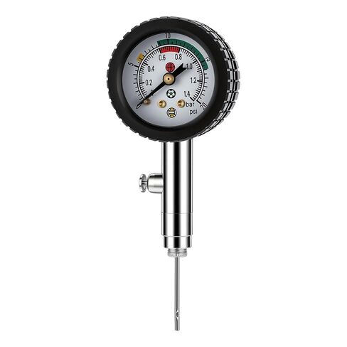 قياس ضغط الكرة متعدد الرياضات من MEASUREMAN مع زر الانكماش 0-20PSI/0-1.4 بار ومرمز بالألوان، 3.6x1.8in خفيف الوزن لكرة القدم وكرة القدم وكرة السلة وقياس ضغط الكرة الطائرة in Kuwait
