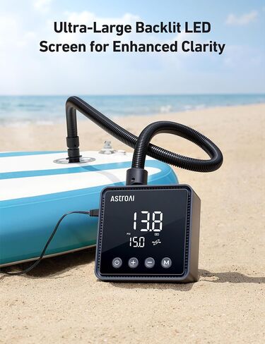 AstroAI P2 Paddle Board Pump 20PSI 12V DC Car Connector Portable,SUP Pump for Paddleboard, Air Pump with Auto-Off, Deflation Function for Paddle Board, Kayaks and Boats (Black) in Kuwait