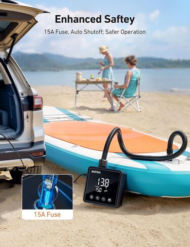 AstroAI P2 Paddle Board Pump 20PSI 12V DC Car Connector Portable,SUP Pump for Paddleboard, Air Pump with Auto-Off, Deflation Function for Paddle Board, Kayaks and Boats (Black) in Kuwait