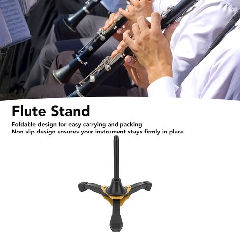 Flute Clarinet Stand, Portable Anti Slip Foldable Oboe Holder Stand for Soprano Saxophone and Wind Instruments with Sponge Protection, Tripod Design for Musicians On the in Kuwait