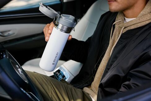 STANLEY Quick Flip GO Water Bottle 24 oz | Push Button Lid | Leakproof and Packable for Travel and Sports | Insulated Stainless Steel | BPA-Free | Blue Sky in Kuwait