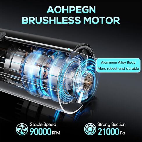 Cordless Car Vacuum, 21KPa Portable Handheld Car Vacuum Cleaner | Pre-filter & HEPA Filter System, 7800mAh Battery, Mini Vacuum with Multi Nozzles for Car, Home, Office, Pet Hair Cleaning in Kuwait
