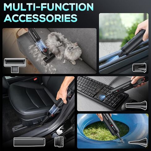 Cordless Car Vacuum, 21KPa Portable Handheld Car Vacuum Cleaner | Pre-filter & HEPA Filter System, 7800mAh Battery, Mini Vacuum with Multi Nozzles for Car, Home, Office, Pet Hair Cleaning in Kuwait