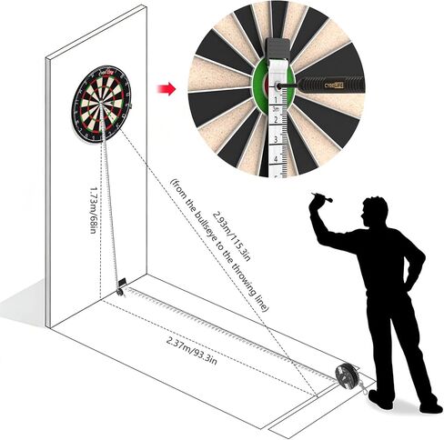 قياس لوح رمي السهام القابل للسحب ودليل Oche من CyeeLife، شريط قياس سهام Oche لسهولة الإعداد in Kuwait