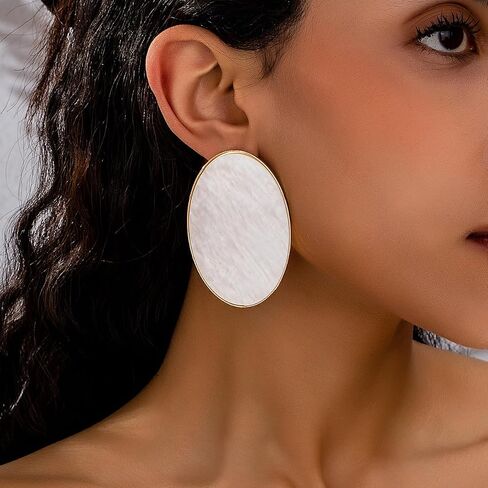 White Statement Earrings for Women Black Blue Red Acrylic Earrings Big Oval Round Earring Large Chunky Earrings Irregular Geometric Drop Dangle Earring Chunky Jewelry in Saudi Arabia