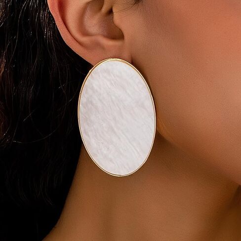 White Statement Earrings for Women Black Blue Red Acrylic Earrings Big Oval Round Earring Large Chunky Earrings Irregular Geometric Drop Dangle Earring Chunky Jewelry in Saudi Arabia
