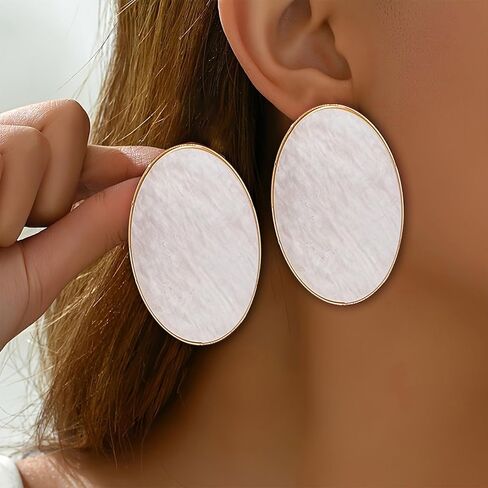 White Statement Earrings for Women Black Blue Red Acrylic Earrings Big Oval Round Earring Large Chunky Earrings Irregular Geometric Drop Dangle Earring Chunky Jewelry in Saudi Arabia