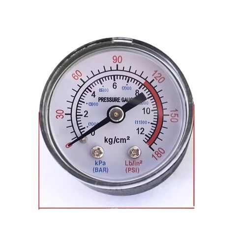 Air Compressor Pneumatic Hydraulic Fluid Pressure Gauge 0-12Bar / 0-180PSI with A Large Easy to Read Dial Measuring Instrument in Kuwait