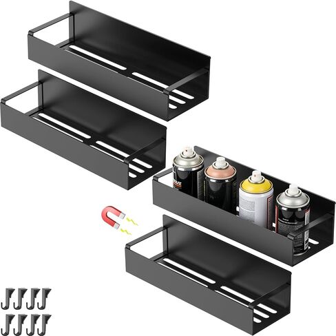 Linone 4 Pcs Magnetic Spray Can Holder, Magnet Toolbox Bottle Holde, Wall Mounted Aerosol Spray Can Holder, Mechanic Paint Can Organizer, Tool Box Storage Rack for Garage Home Workspace in Kuwait