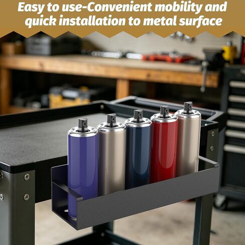 Linone 4 Pcs Magnetic Spray Can Holder, Magnet Toolbox Bottle Holde, Wall Mounted Aerosol Spray Can Holder, Mechanic Paint Can Organizer, Tool Box Storage Rack for Garage Home Workspace in Kuwait