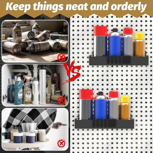 Linone 4 Pcs Magnetic Spray Can Holder, Magnet Toolbox Bottle Holde, Wall Mounted Aerosol Spray Can Holder, Mechanic Paint Can Organizer, Tool Box Storage Rack for Garage Home Workspace in Kuwait