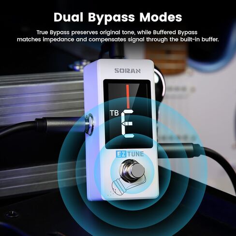 SORAN JTU-01A Tuner Pedal,Mini Guitar Tuner Pedal, True Bypass & Buffer Mode, 2.2" LCD Display, Flat/Chromatic Tuning for Electric Guitar, Bass, Acoustic, Pedal Board Tuner, 9V DC in Kuwait