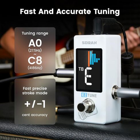 SORAN JTU-01A Tuner Pedal,Mini Guitar Tuner Pedal, True Bypass & Buffer Mode, 2.2" LCD Display, Flat/Chromatic Tuning for Electric Guitar, Bass, Acoustic, Pedal Board Tuner, 9V DC in Kuwait