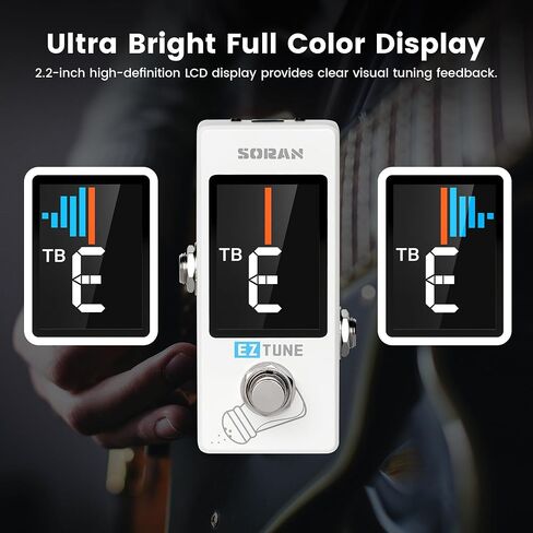 SORAN JTU-01A Tuner Pedal,Mini Guitar Tuner Pedal, True Bypass & Buffer Mode, 2.2" LCD Display, Flat/Chromatic Tuning for Electric Guitar, Bass, Acoustic, Pedal Board Tuner, 9V DC in Kuwait