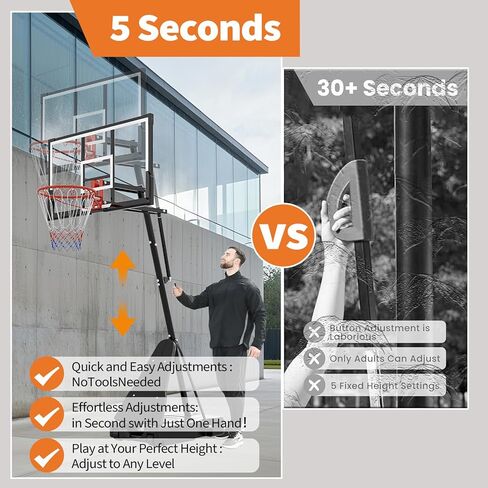 Basketball Hoop,52 Inch Shatterproof PC Backboard, 4.9-10FT Height Adjustable Basketball Hoop Goal System,Mobile Stand with Wheels Weighted Base,Youth&Adults, Driveway Backyard Pool Play in Kuwait