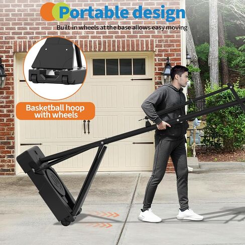 Basketball Hoop,52 Inch Shatterproof PC Backboard, 4.9-10FT Height Adjustable Basketball Hoop Goal System,Mobile Stand with Wheels Weighted Base,Youth&Adults, Driveway Backyard Pool Play in Kuwait